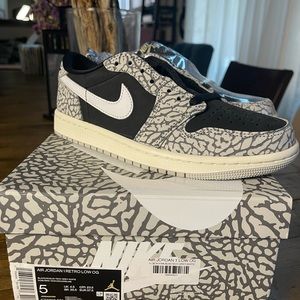 Nike Air Jordan 1 Low OG Black White Elephant Print